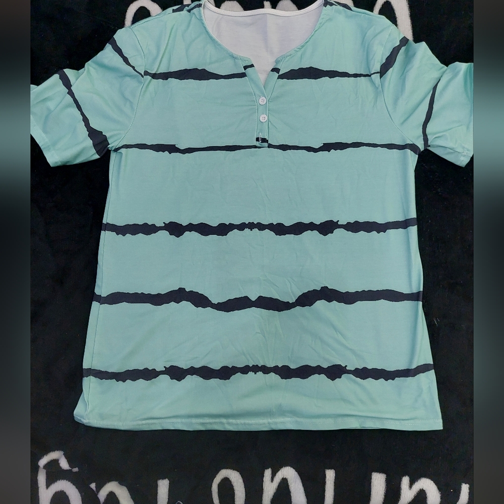Striped Mint Green and Black Top